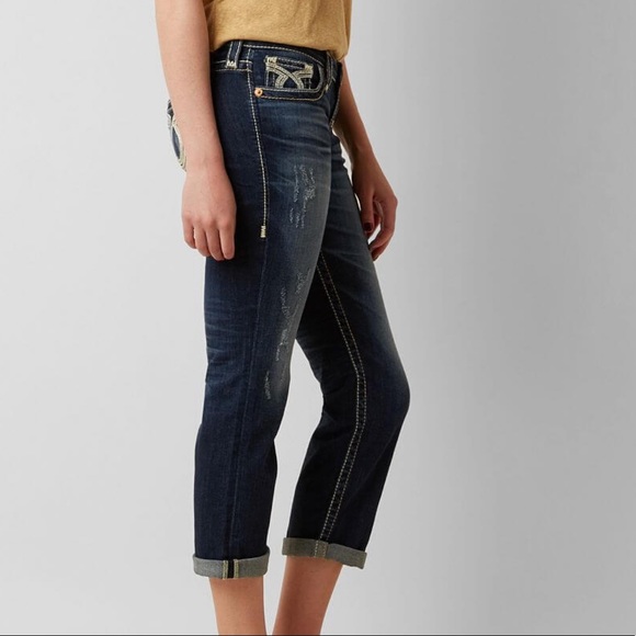 Big Star Liv Distressed Cropped Cuffed Capri Jeans Summer Whitewashed Vintage 25 - Picture 2 of 14